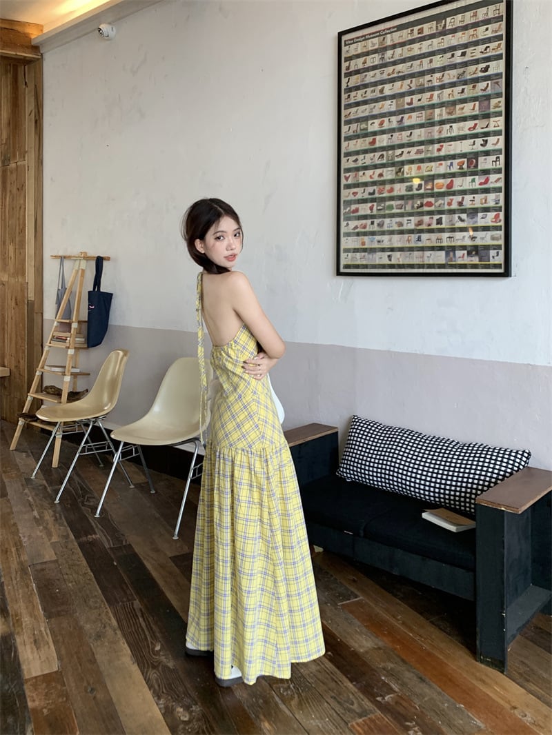 【dress】チェック柄キャミワンピース　M24372