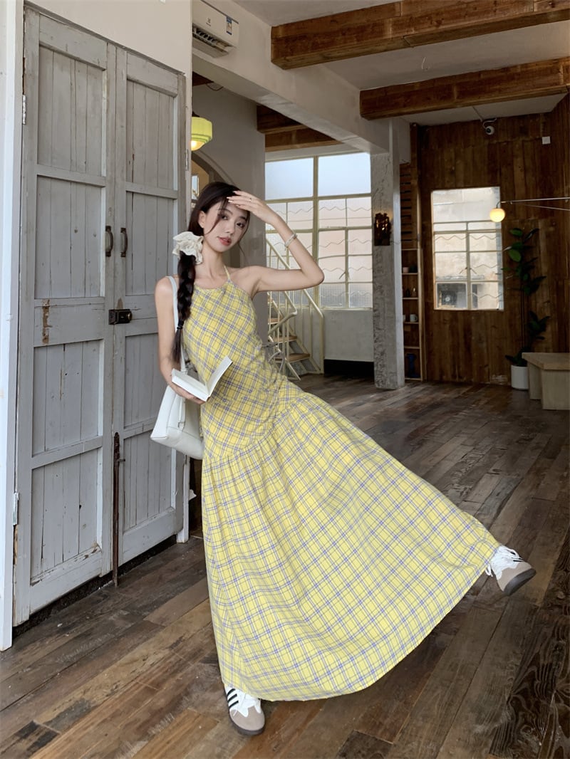 【dress】チェック柄キャミワンピース　M24372