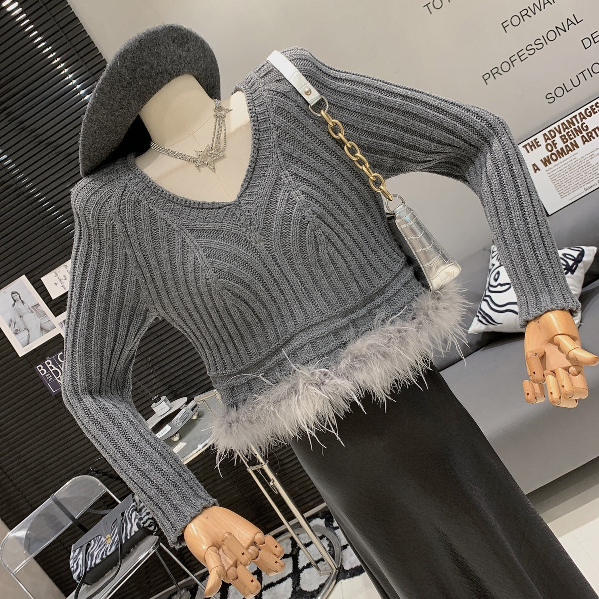 【tops】ファーニットセーター　M28442