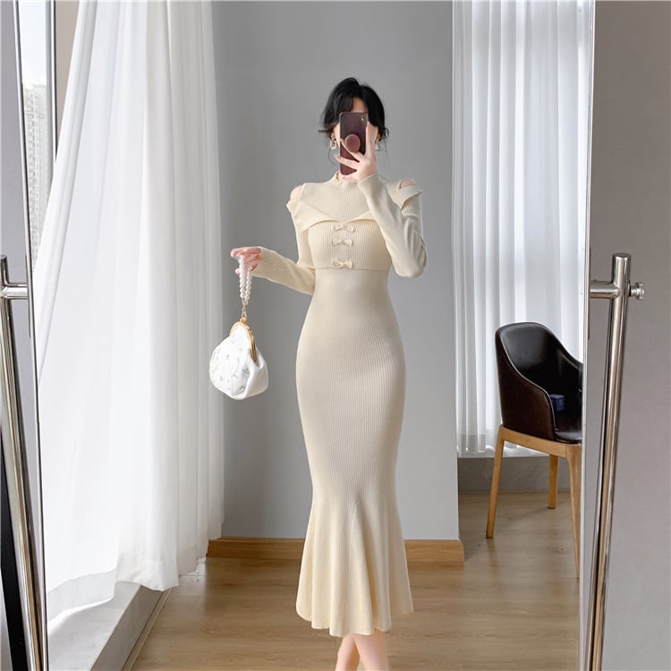【dress】マーメイドニットワンピース　M26175