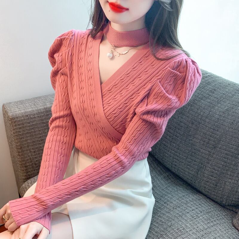 【tops】パフスリーブニットトップス　M18687