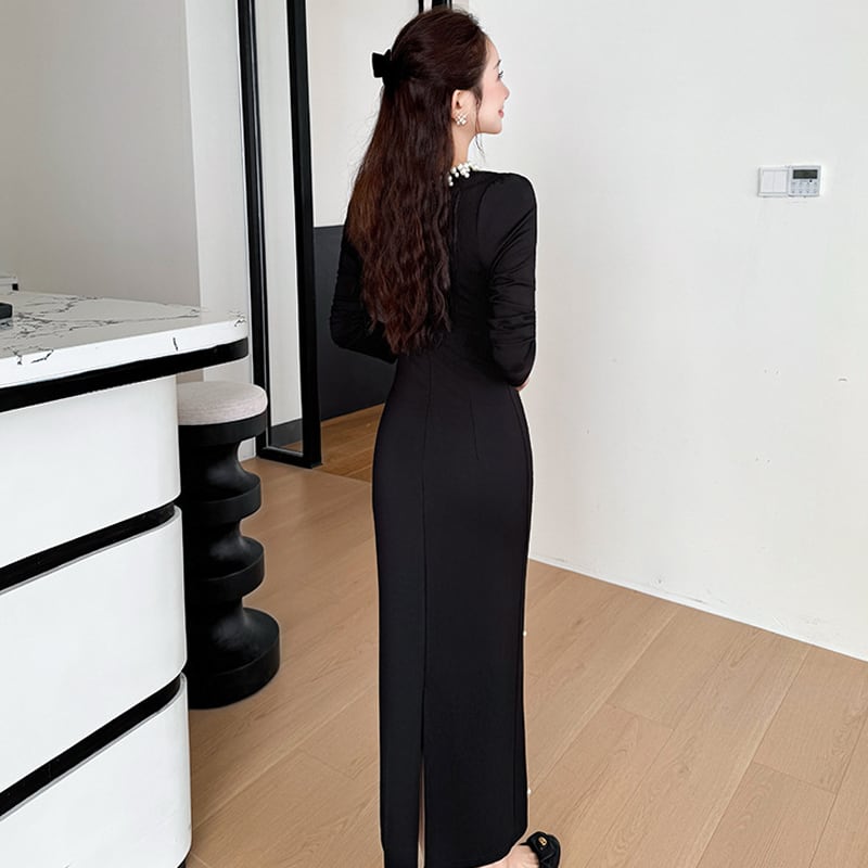 【dress】パール付きワンピース Q7040