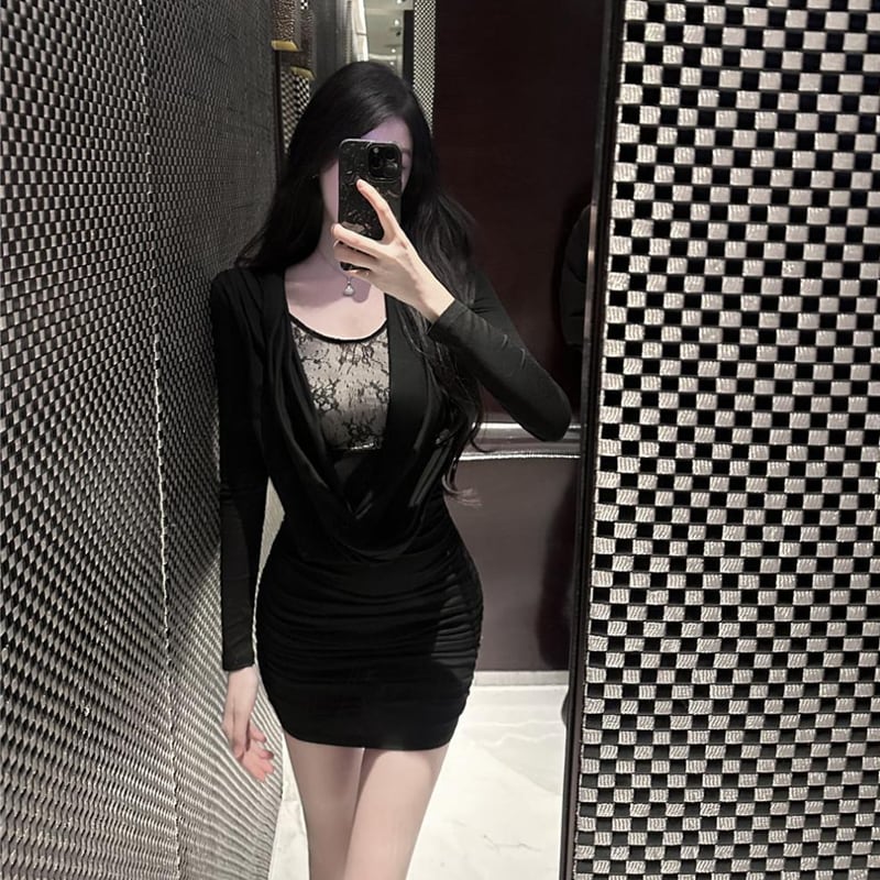 【dress】チュールドッキングワンピース Q7759