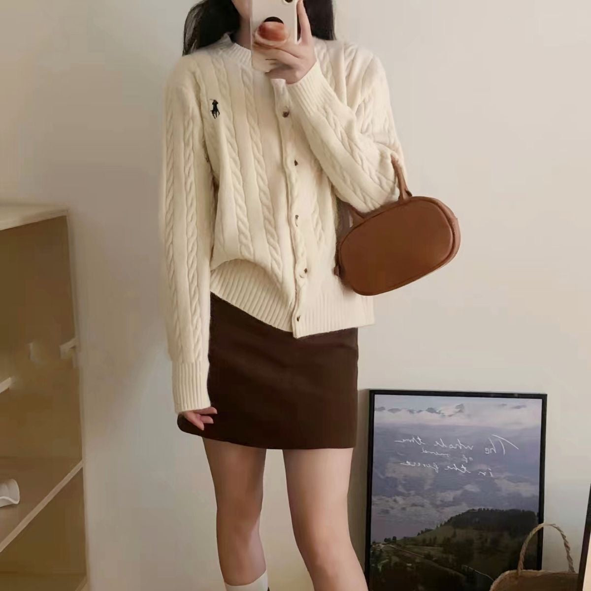 【outer】ポロカラーニットカーディガンF8142