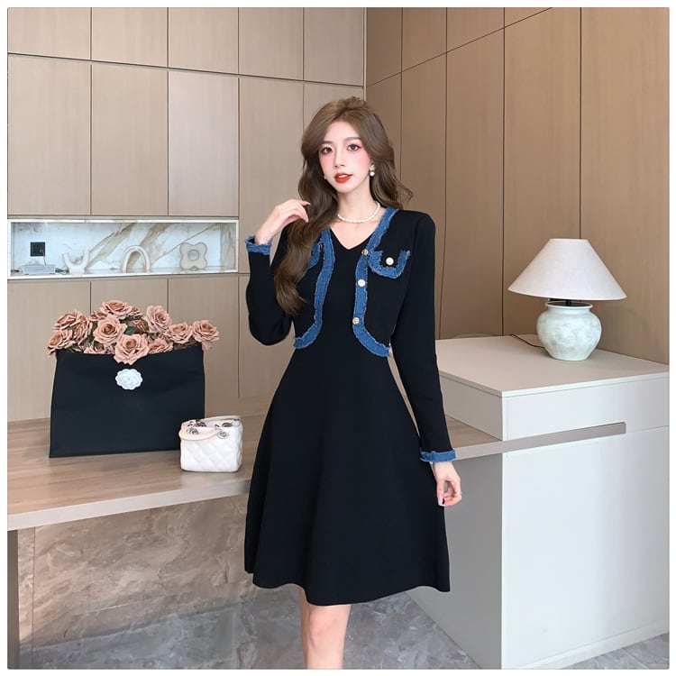 【dress】ドッキングニットワンピース　M18359