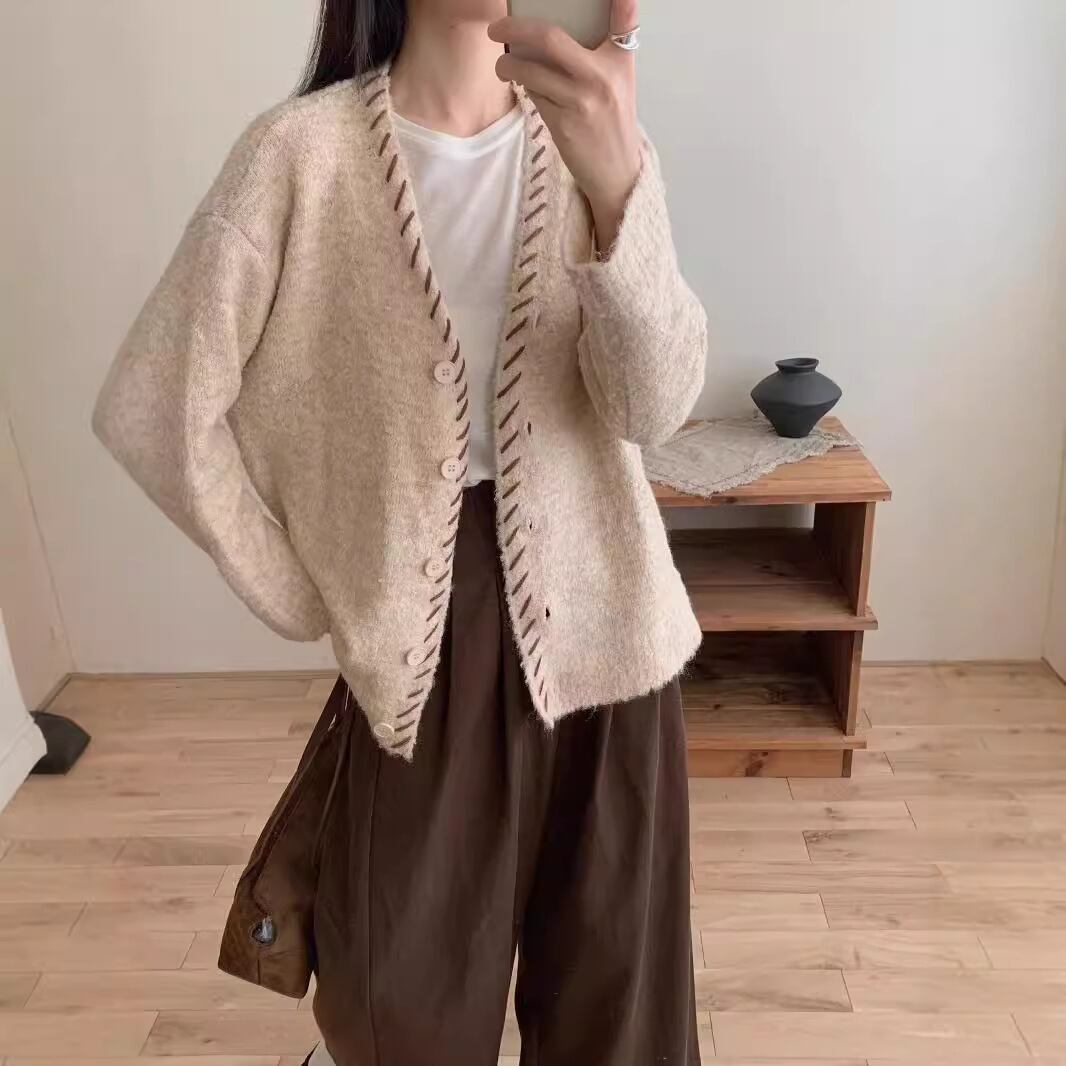 【outer】Vネックニットカーデ　M27283