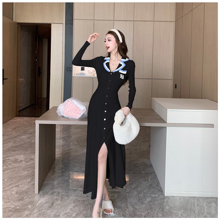 【dress】スリットニットワンピース　M28867