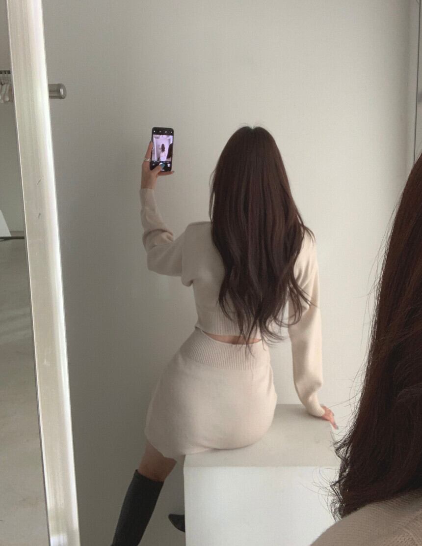 【dress】韓国INS風気質満点ラウンドネック体型カバー着痩せタイトニットワンピース G1767