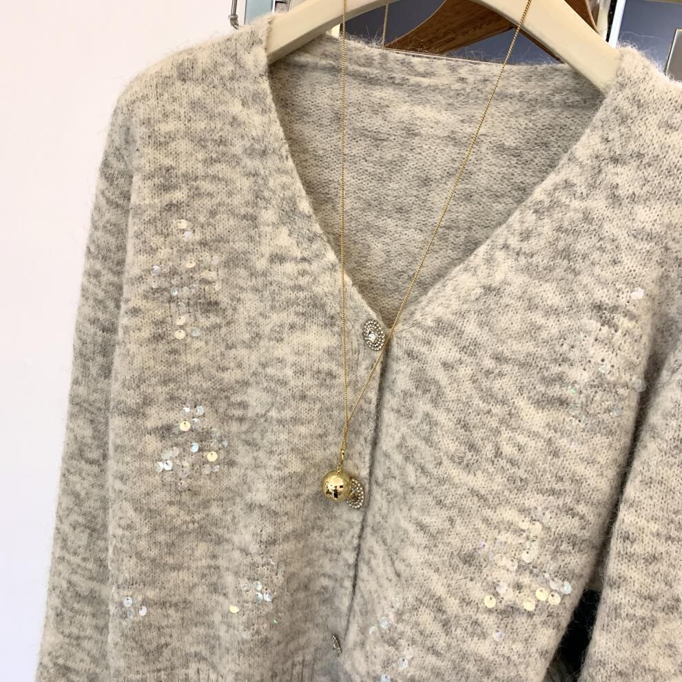 【outer】スパンコールニットカーデ　M29266