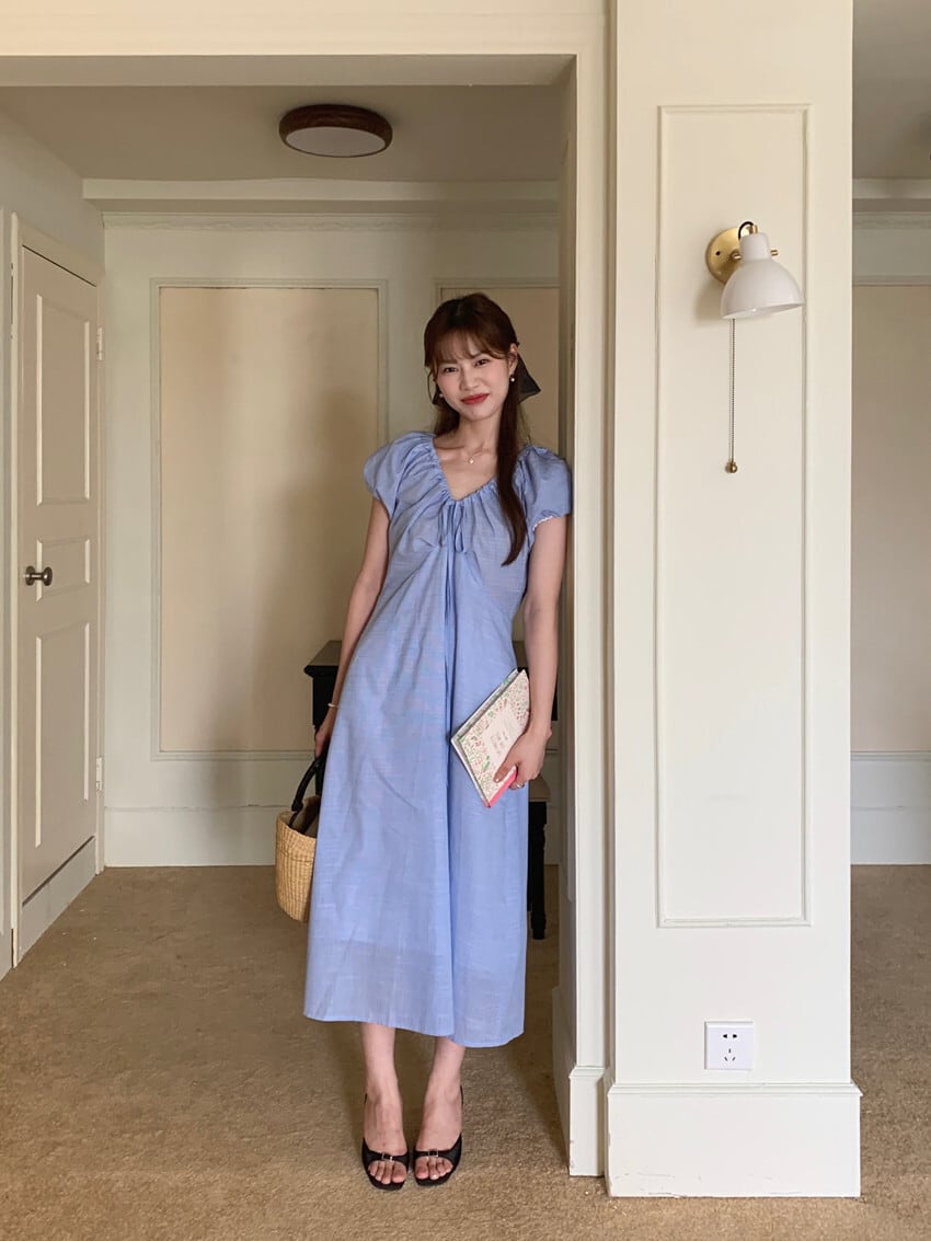 【dress】Vネックワンピース　M24642
