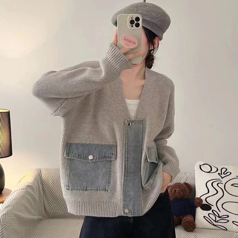 【outer】デニムドッキングカーディガン Q6371