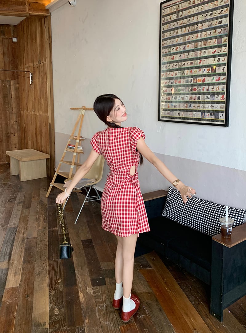 【dress】チェック柄ワンピース　M24139
