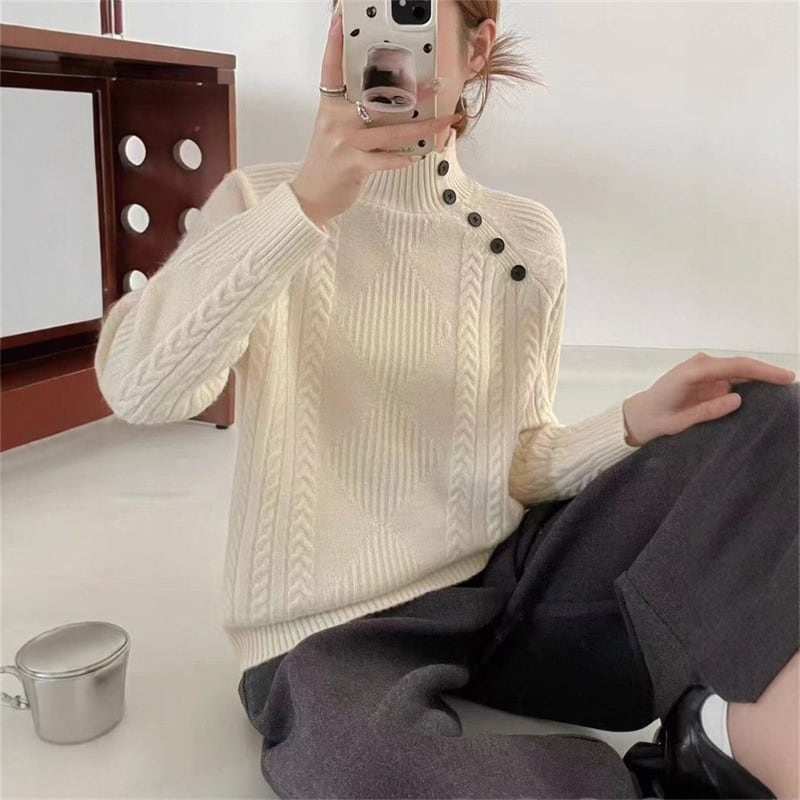 【tops】ハイネックニットトップス Q7159