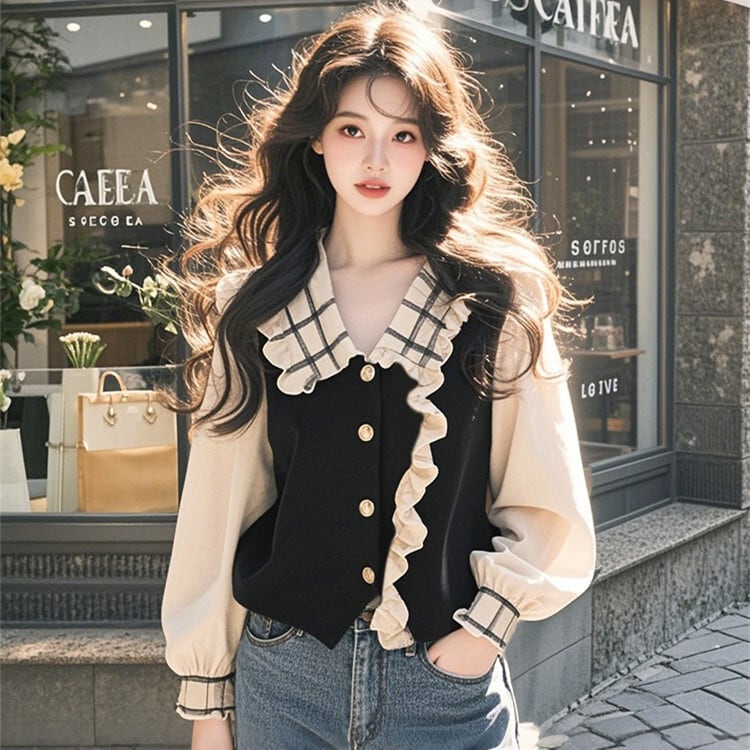 【tops】切り替えシャツトップス　M29509