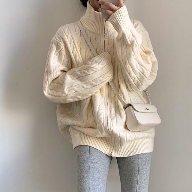 【outer】ファスナーニットカーデ　M26046