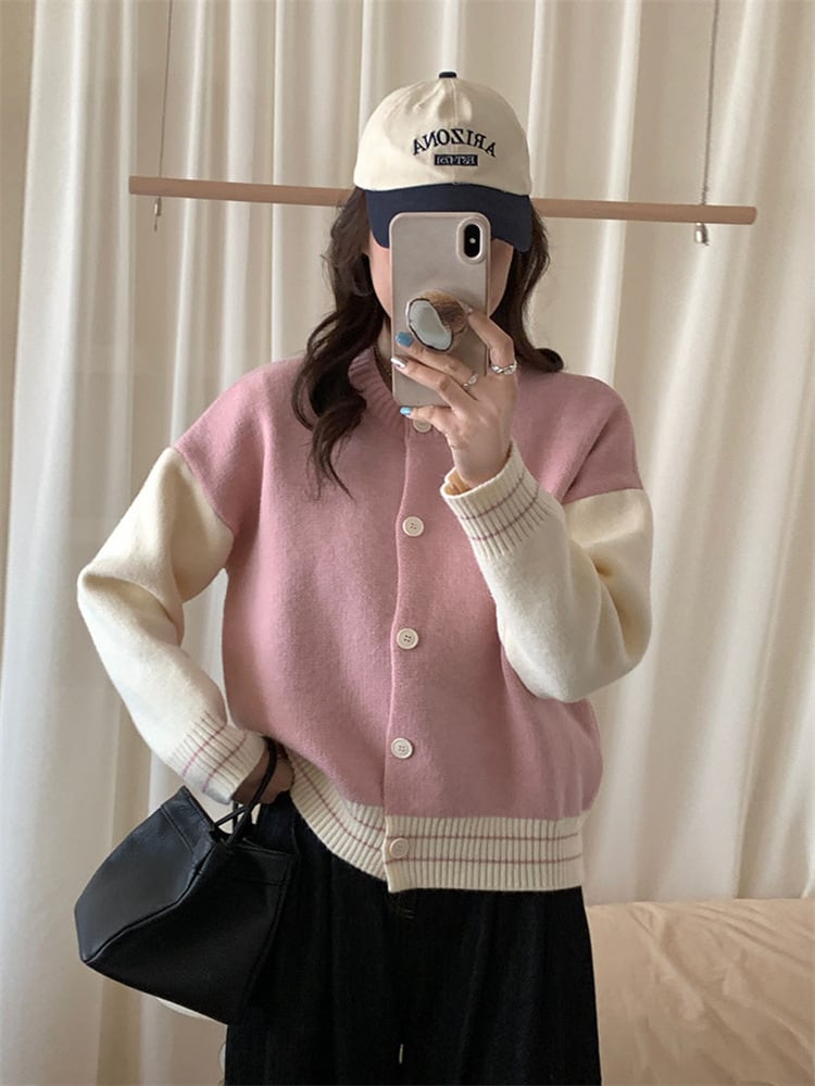 【outer】配色ニットカーデ　M25964