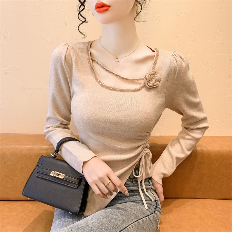 【tops】ビジュー不規則 イレギュラーニットトップス　M28665