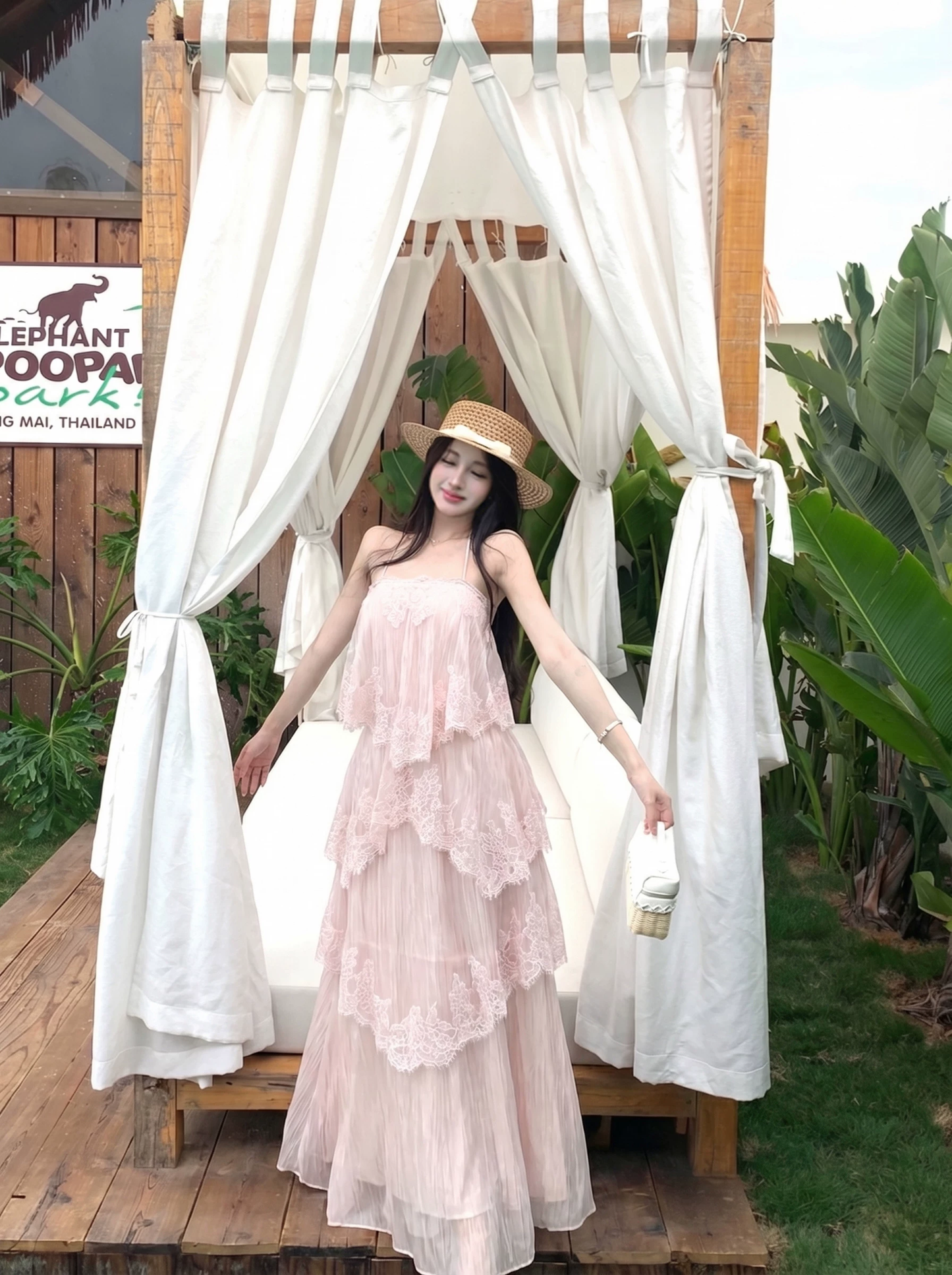 【dress】レースドッキングティアードキャミワンピース　K0557