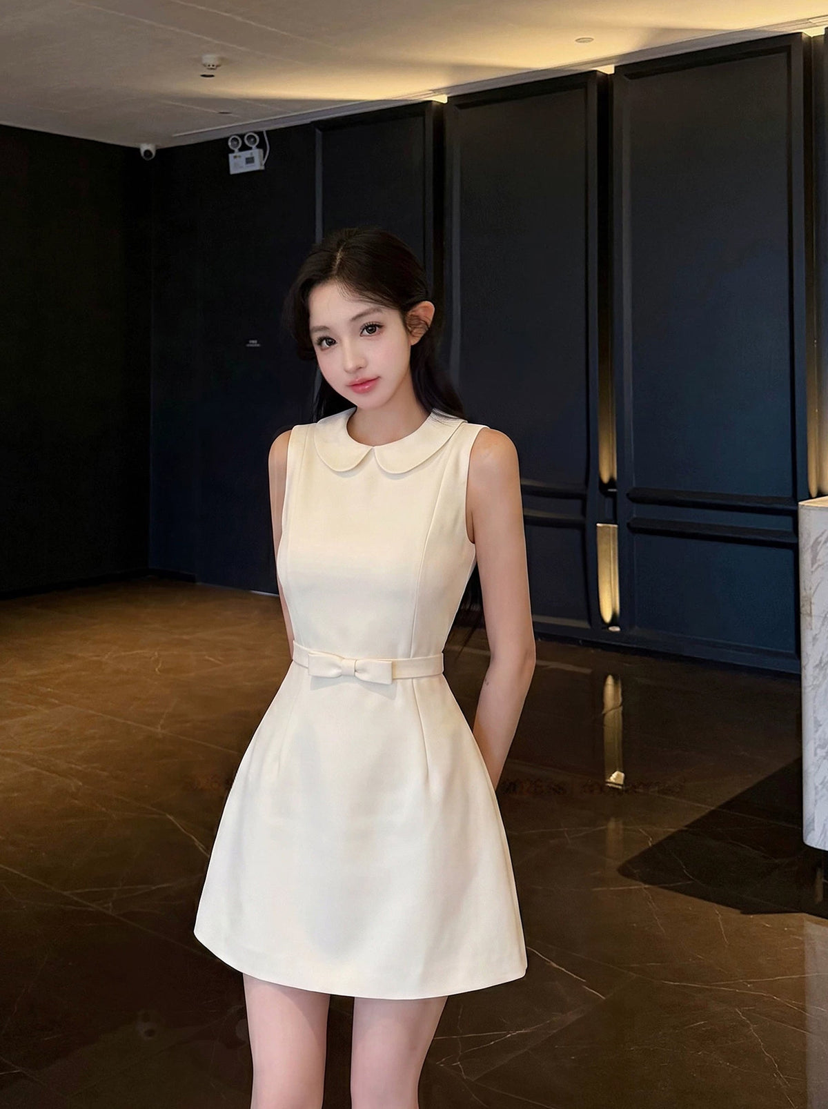 【dress】ノースリーブピーターパンカラーワンピース Q8742