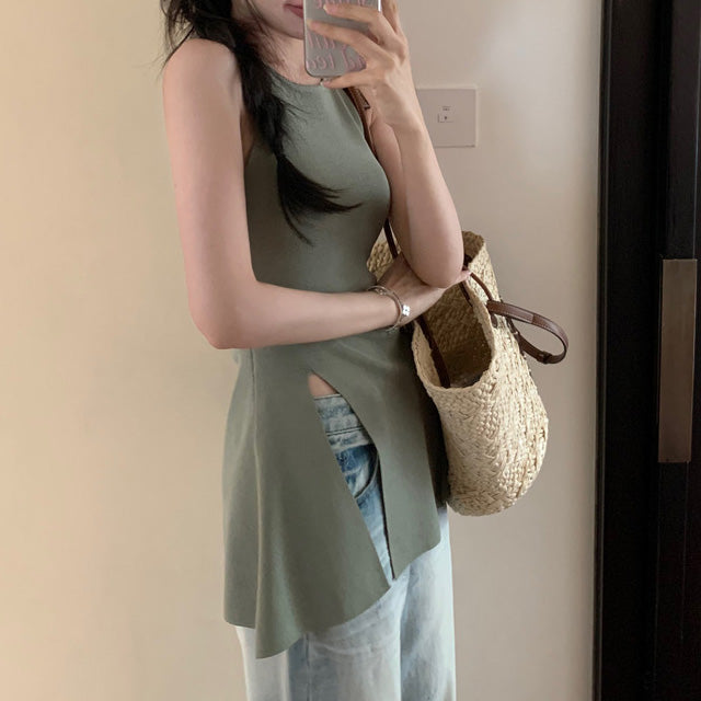 【tops】3色スリットタンクトップF7585