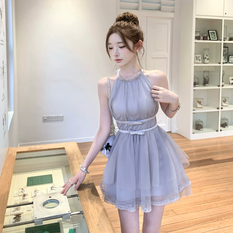 【dress】バックリボンチュールミニワンピース　M31380