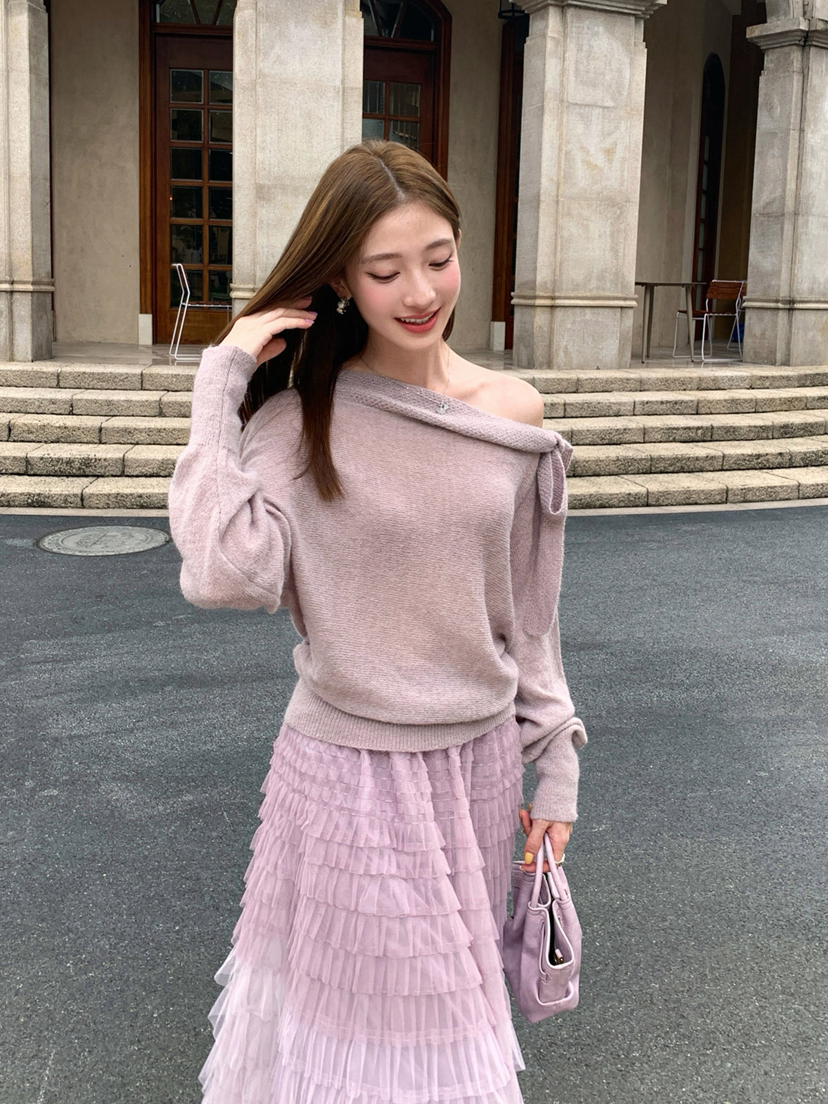 【tops】ワンショルダーニットトップス Q8953