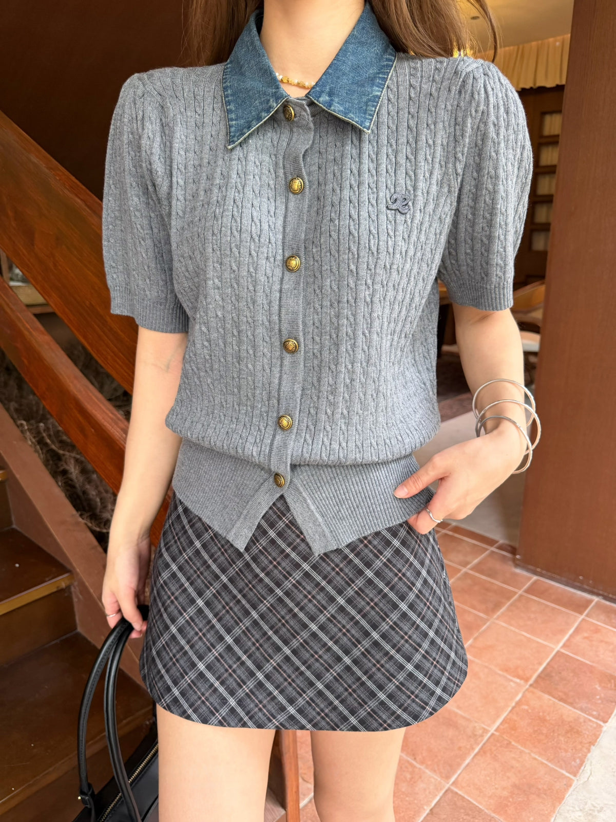 【tops】ポロネックニットトップス Q8938