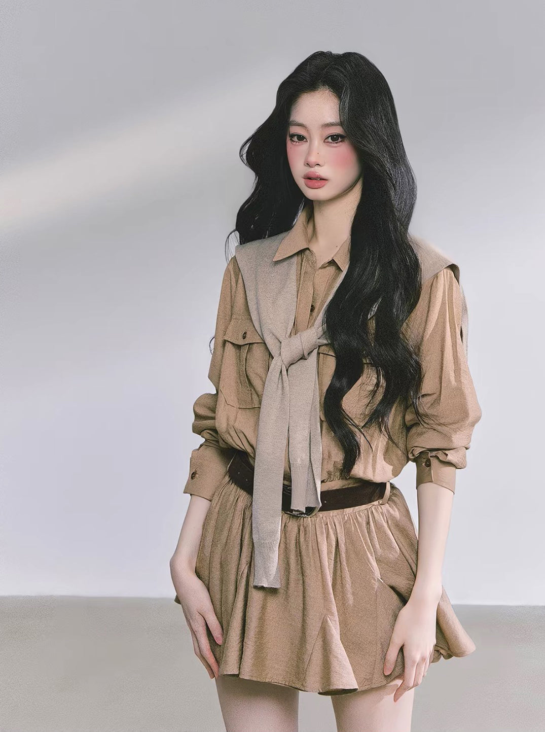 【dress】ストール付きAラインワンピース Q8905