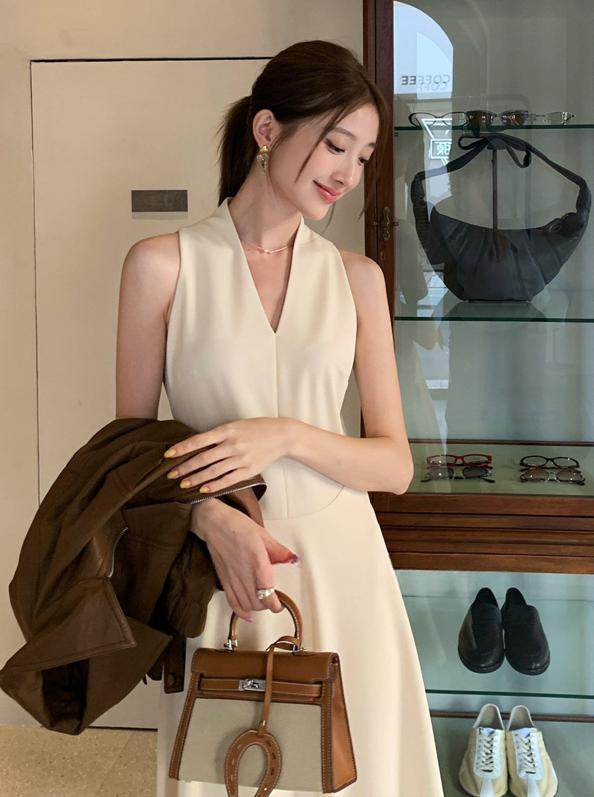 【dress】ノースリーブロングワンピース Q8931