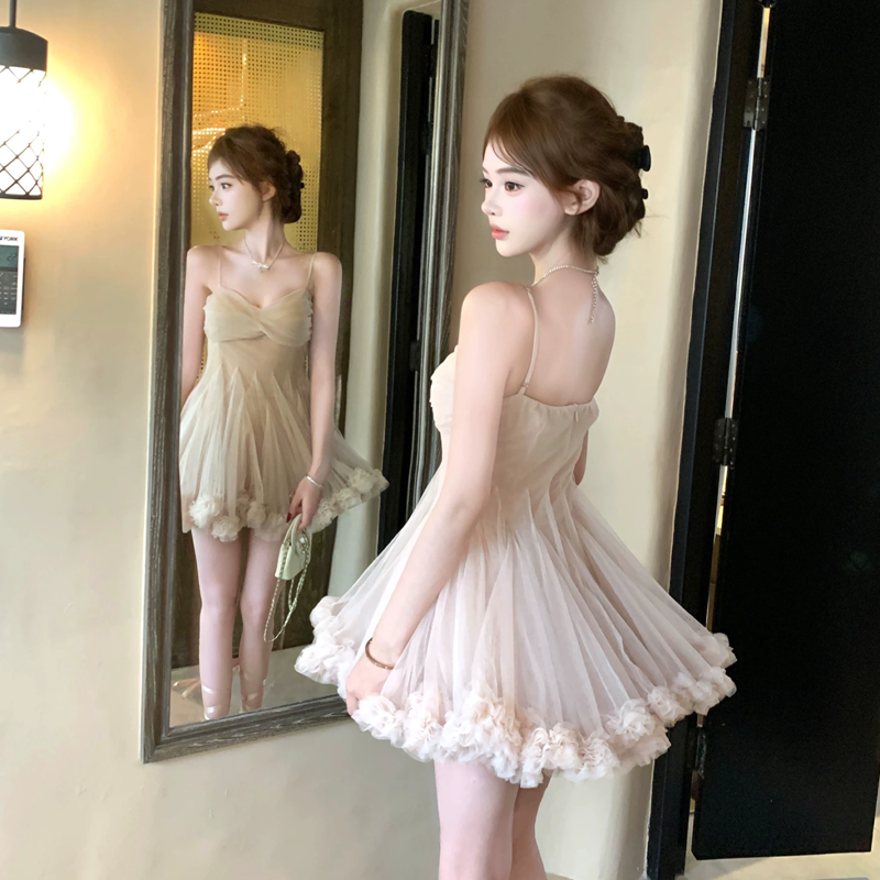 【dress】ギャザーフリルチュールミニワンピース Q8417
