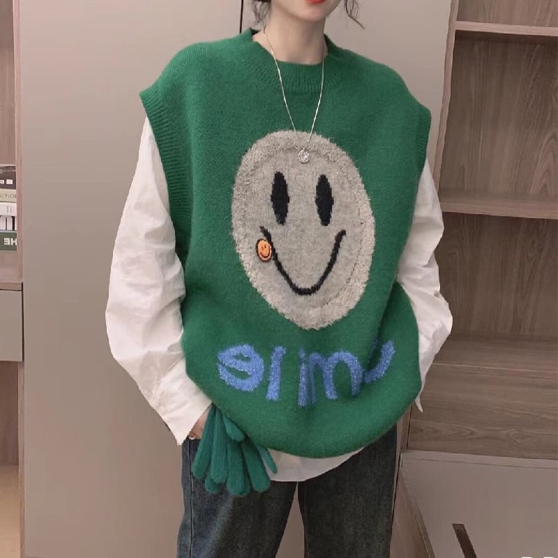 【tops】スマイリーニットベスト　M18452