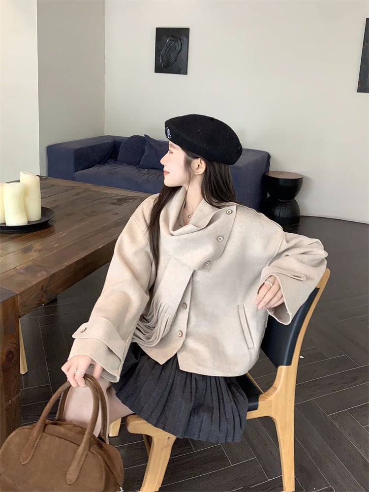 【outer】ショートコートマフラー付き　M27679