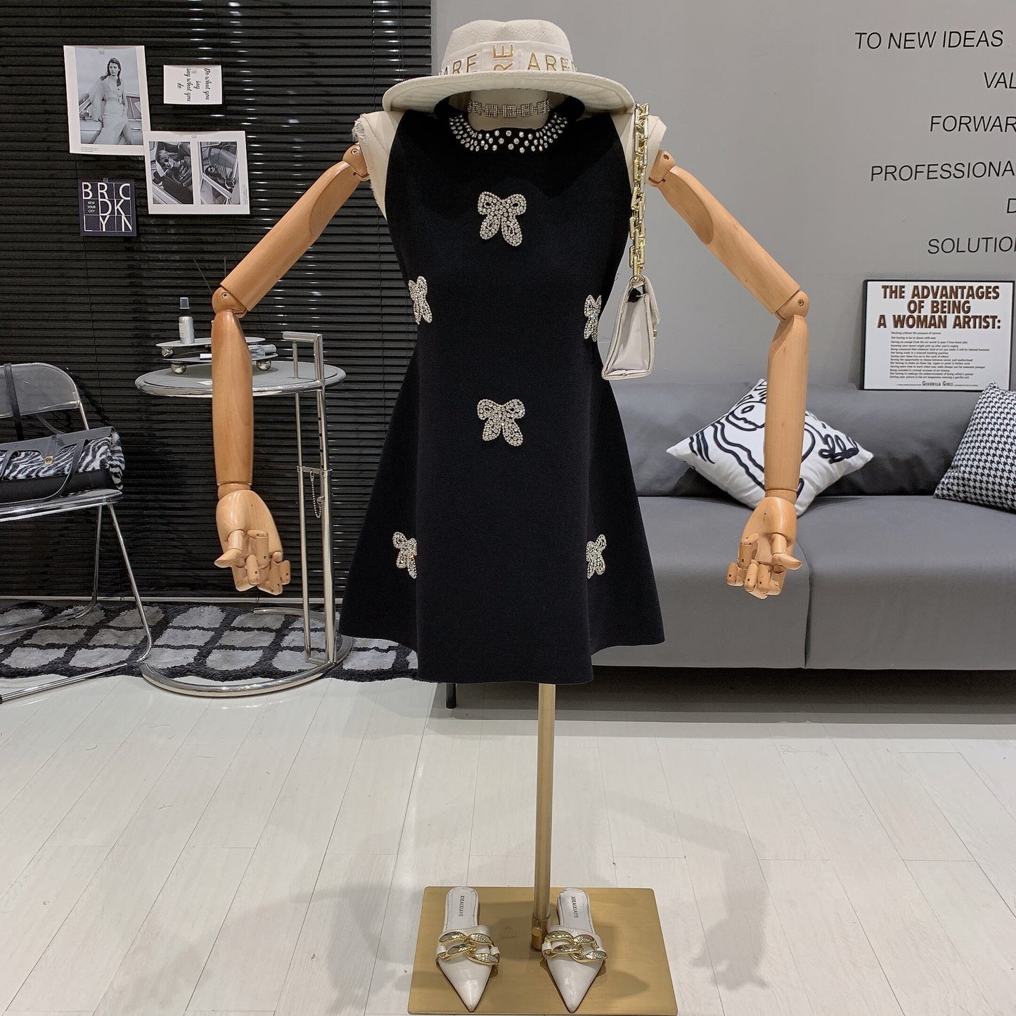 【dress】ビジューノースリーブワンピース　M29969