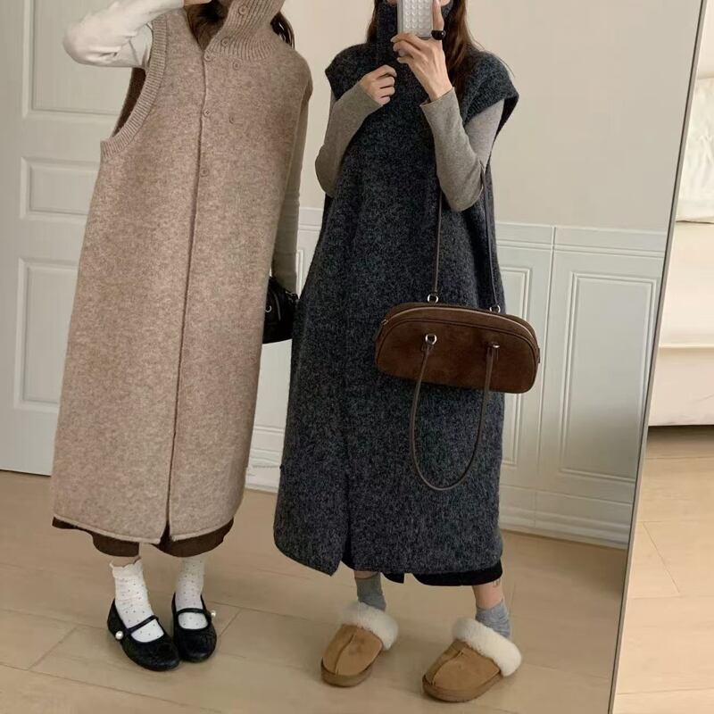 【outer】ハイネックロングニットカーディガン Q7328