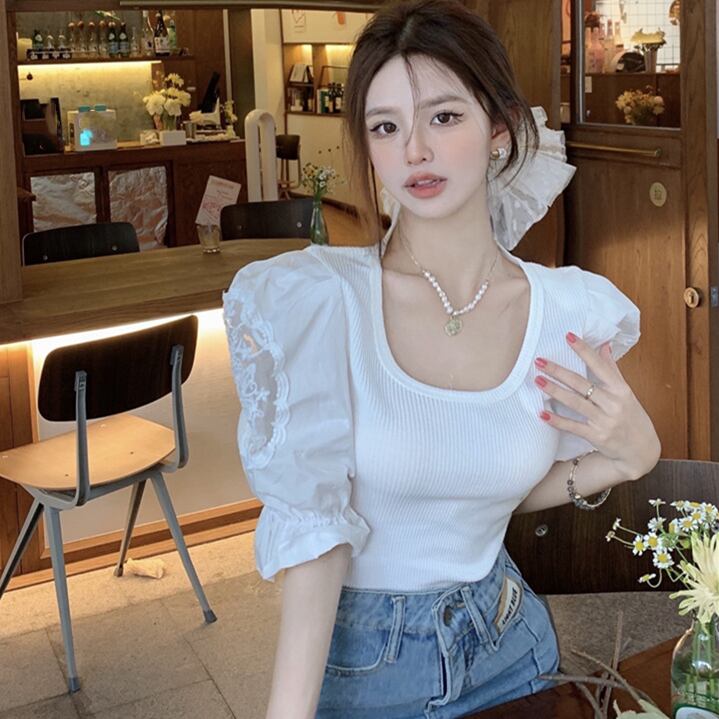 【tops】レース切り替えTシャツG20987