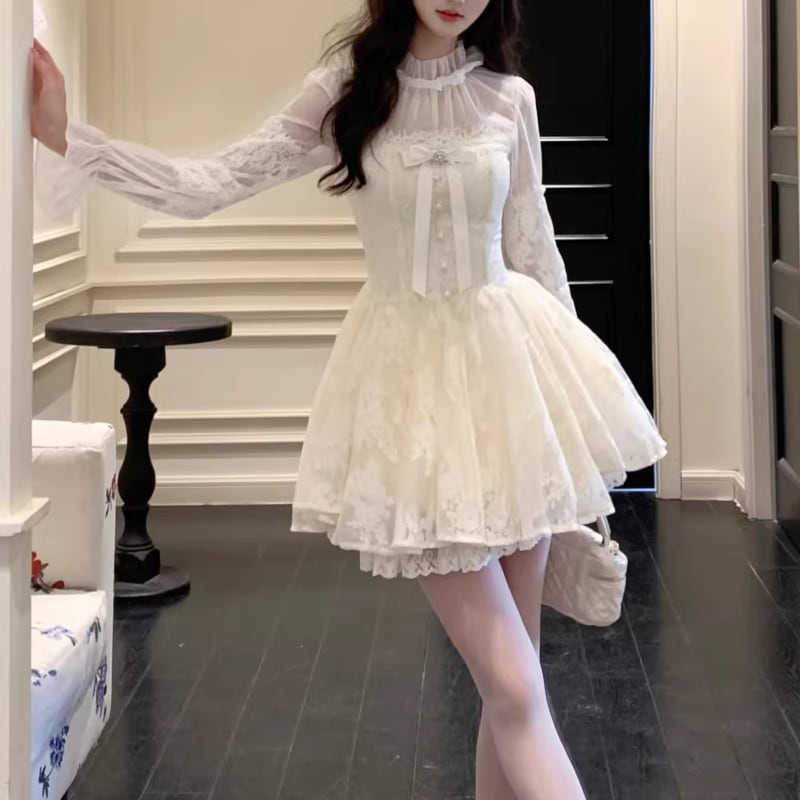 【dress】フレアレースワンピース Q7800
