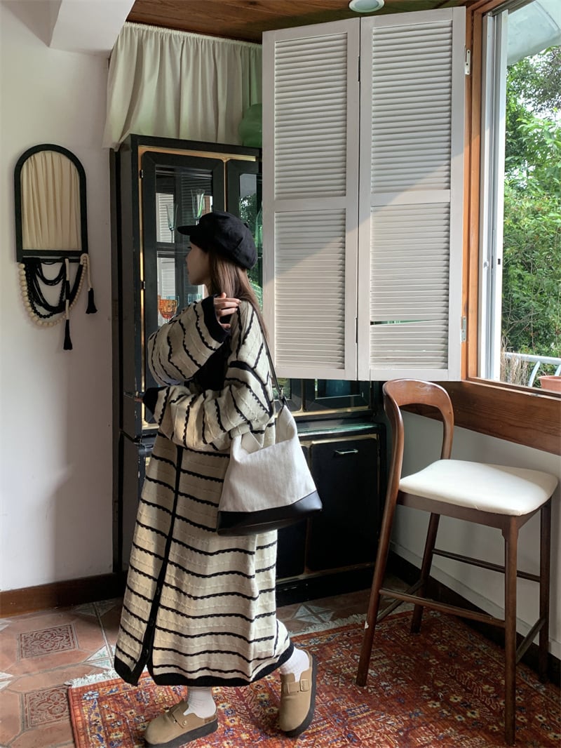 【dress】ボーダー柄ニットワンピース　M28643