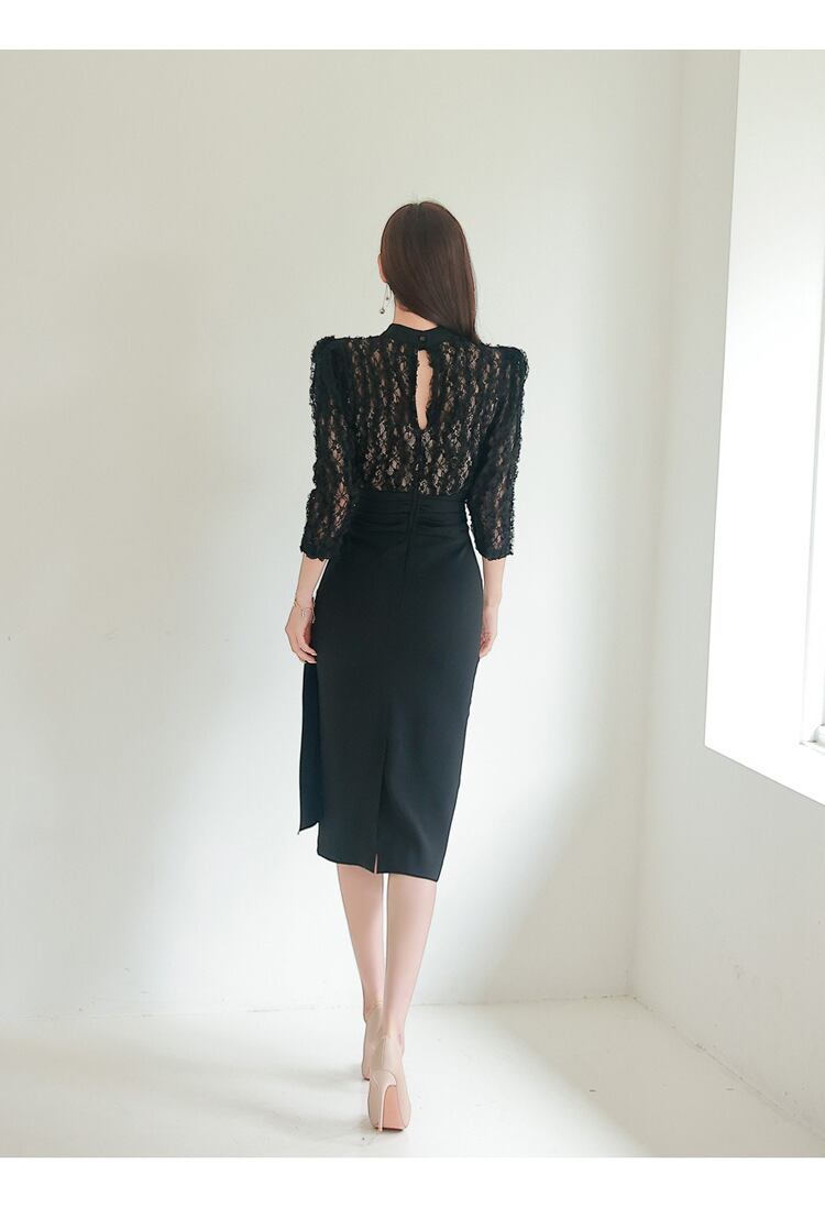 【dress】OL通勤7分袖レースワンピース G19623