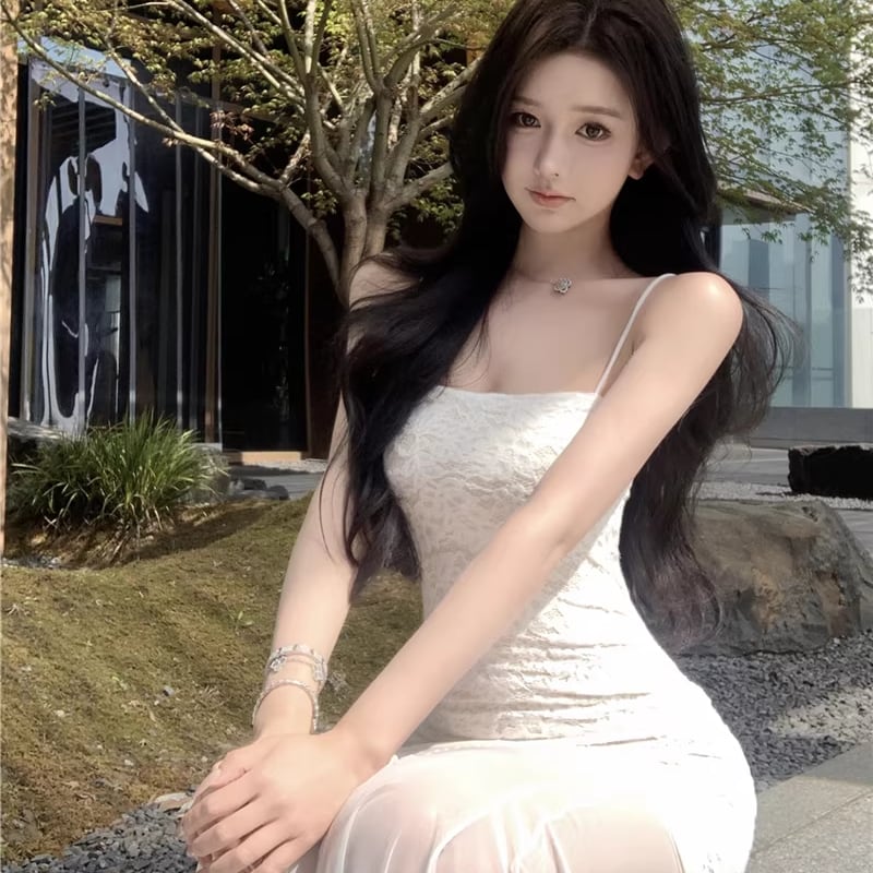 【dress】チュールドッキングレースキャミワンピース Q8330