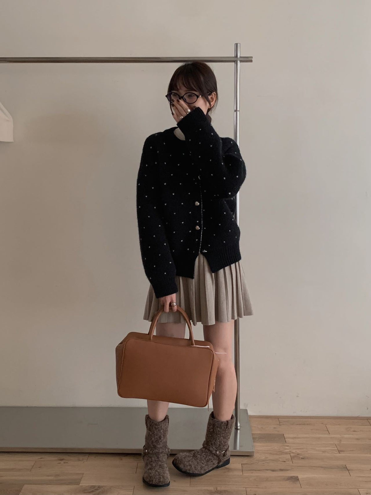 【outer】ハート柄ニットカーデ　M27245