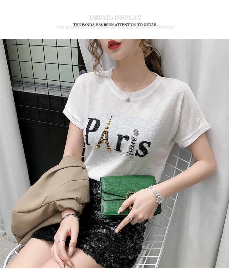 【tops】ラウンドネック半袖英字柄ファッションTシャツF0116