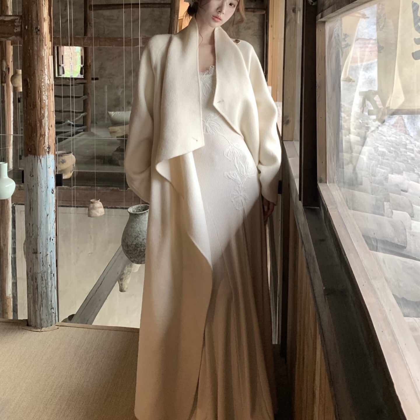 【dress】レーストリミングニットワンピース　N3465