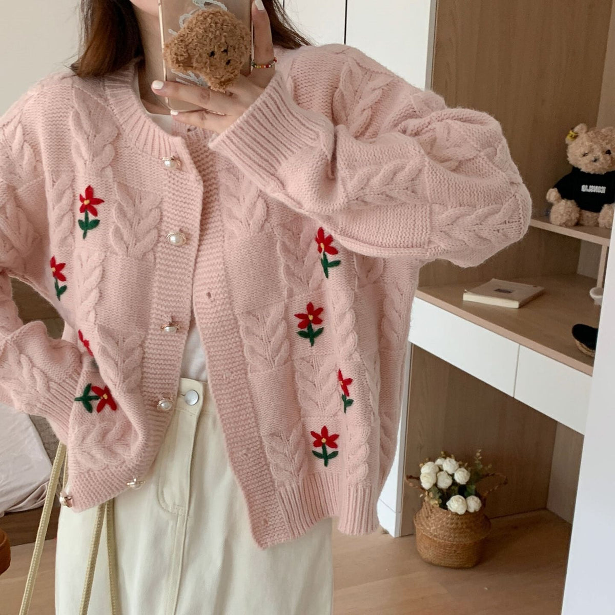 【outer】刺繍ニットカーデ　M27853