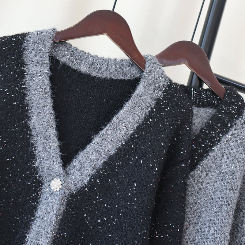 【outer】スパンコールニットカーデ　M27902