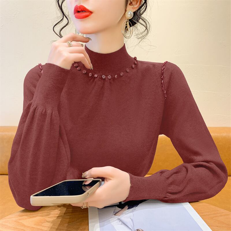 【tops】ビジューニットトップス　M27840