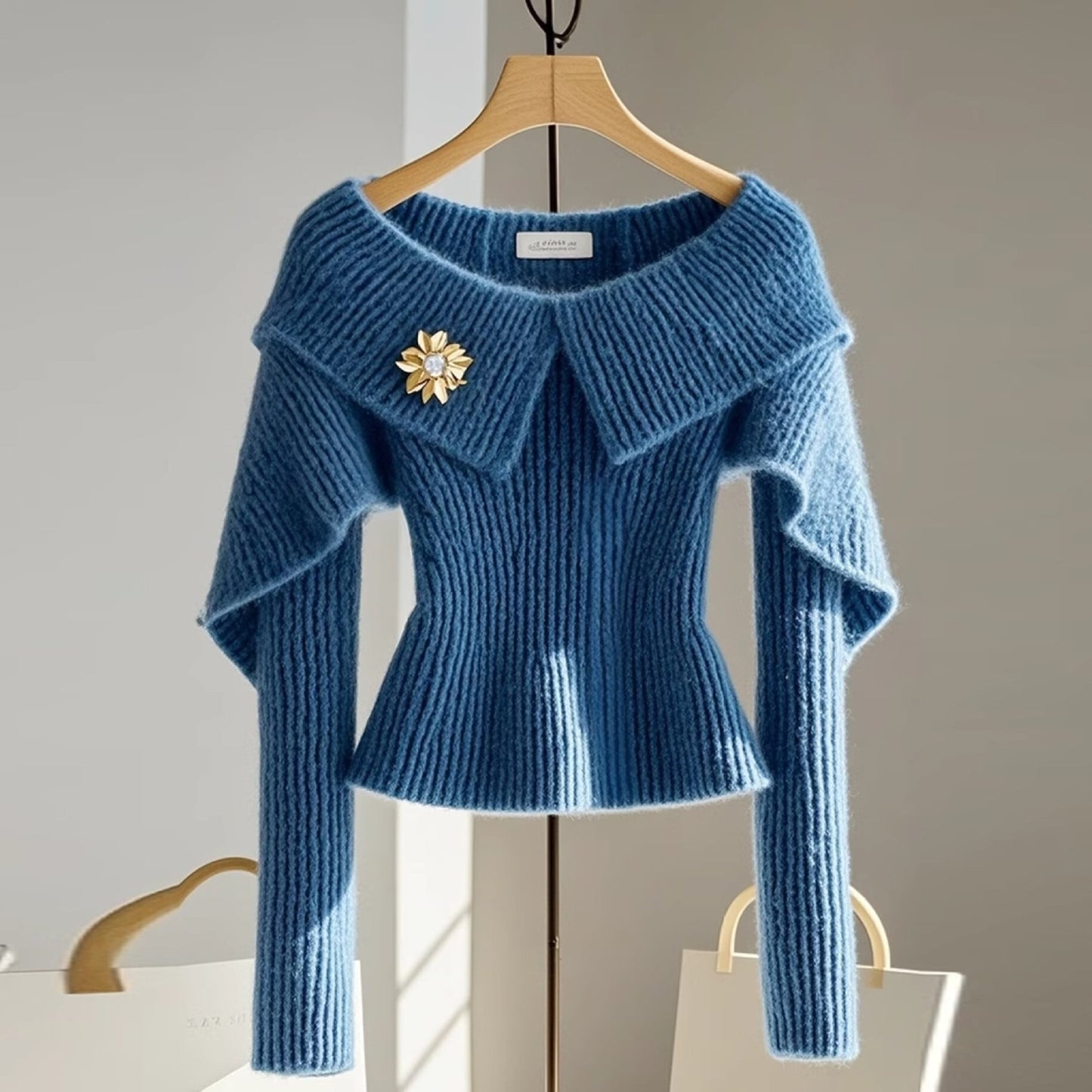【tops】オフショルダーニットセーター　M29107