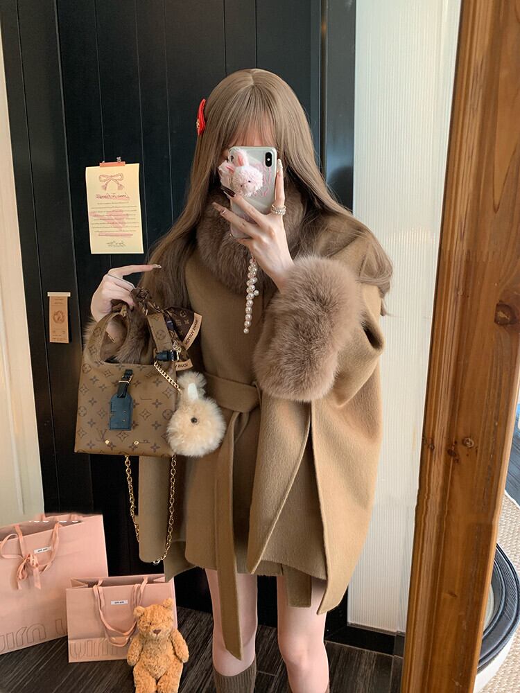 【outer】袖ファーショートケープコート　N3313