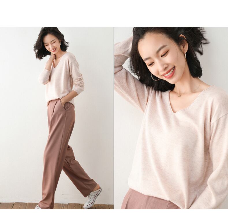 【tops】Vネックニットプルオーバー　M19161