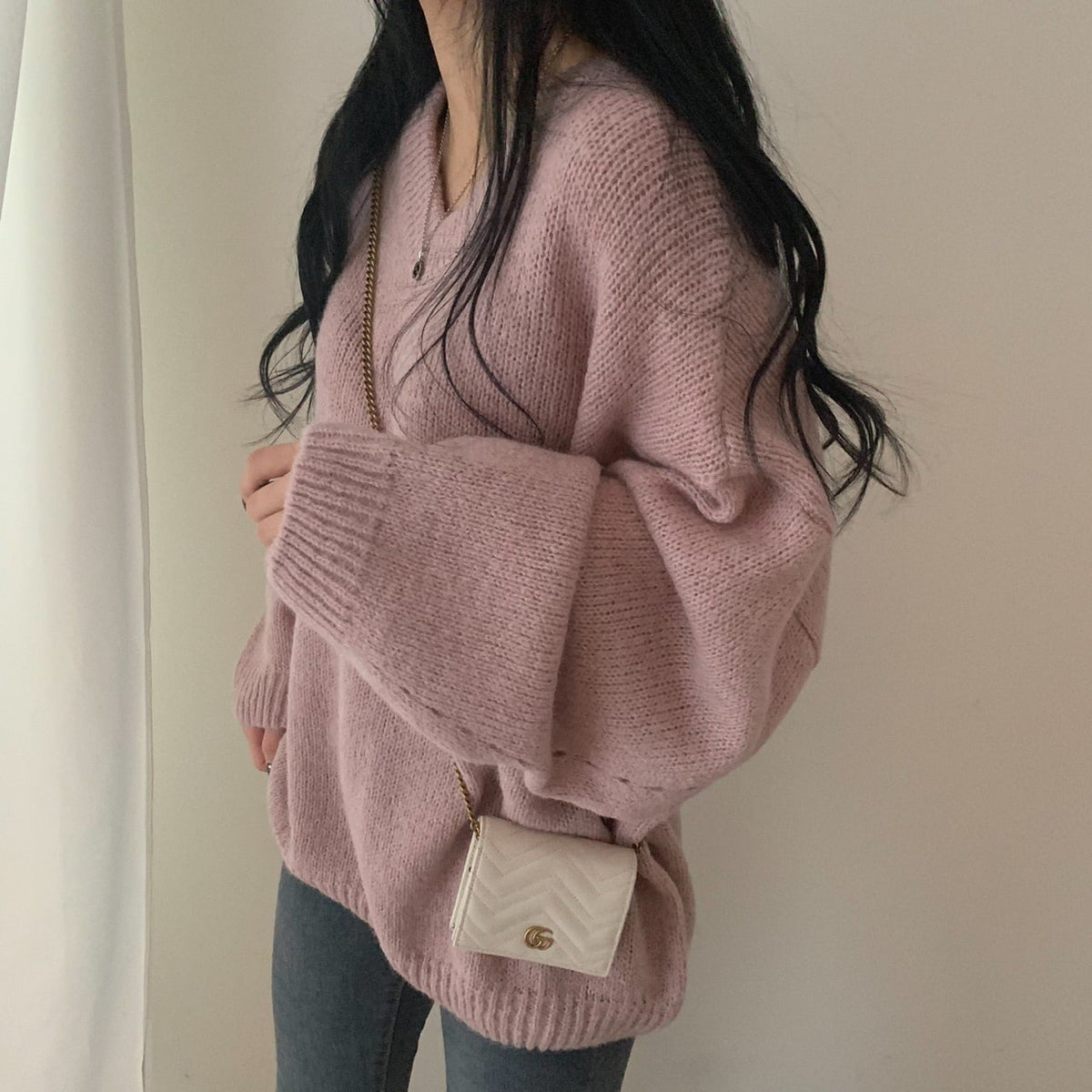 【tops】Vネックニットセーター　M25349