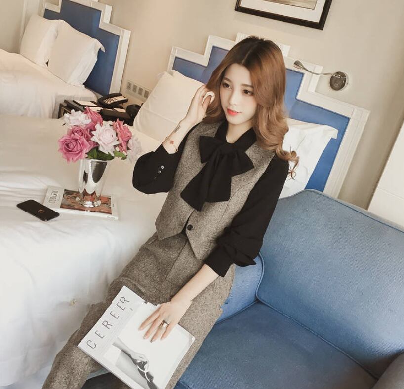 【set】ファッション!気質満点スーツベスト+シャツ+パンツオシャレ3点セット G2525